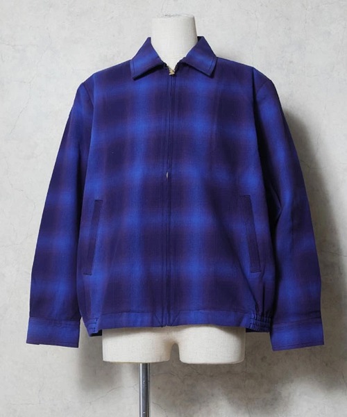 HOUSTON(ヒューストン)の「【全10色】HOUSTON ヒューストン OMBRE CHECK VIYELLA HARRINGTON JACKET / オンブレーチェック ビエラ ハリントンジャケット(ブルゾン・メンズ・パープル/ブラック/ネイビー/ブルー/ブラウン/グレー/ライトグレー/グリーン/レッド/カーキ・M/XL/L)」の7枚目の写真