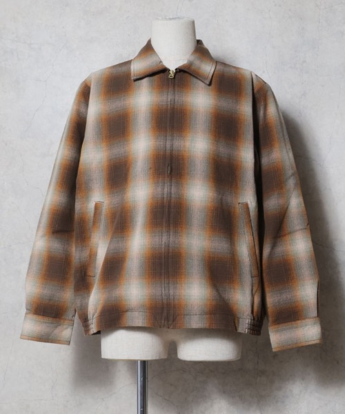 HOUSTON(ヒューストン)の「【全10色】HOUSTON ヒューストン OMBRE CHECK VIYELLA HARRINGTON JACKET / オンブレーチェック ビエラ ハリントンジャケット(ブルゾン・メンズ・パープル/ブラック/ネイビー/ブルー/ブラウン/グレー/ライトグレー/グリーン/レッド/カーキ・M/XL/L)」の5枚目の写真