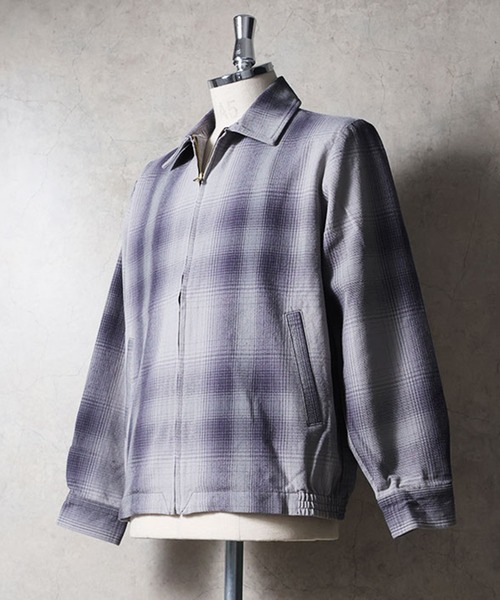 HOUSTON(ヒューストン)の「【全10色】HOUSTON ヒューストン OMBRE CHECK VIYELLA HARRINGTON JACKET / オンブレーチェック ビエラ ハリントンジャケット(ブルゾン・メンズ・パープル/ブラック/ネイビー/ブルー/ブラウン/グレー/ライトグレー/グリーン/レッド/カーキ・M/XL/L)」の11枚目の写真