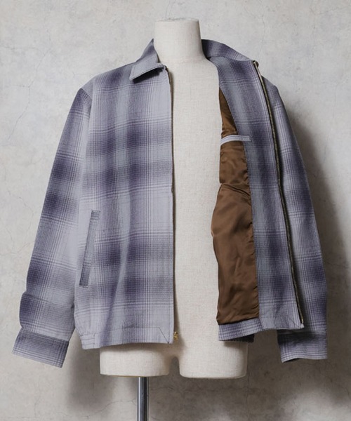 HOUSTON(ヒューストン)の「【全10色】HOUSTON ヒューストン OMBRE CHECK VIYELLA HARRINGTON JACKET / オンブレーチェック ビエラ ハリントンジャケット(ブルゾン・メンズ・パープル/ブラック/ネイビー/ブルー/ブラウン/グレー/ライトグレー/グリーン/レッド/カーキ・M/XL/L)」の12枚目の写真