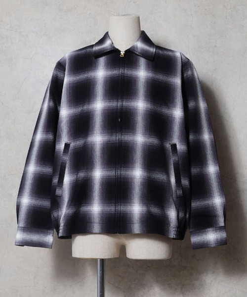 HOUSTON(ヒューストン)の「【全10色】HOUSTON ヒューストン OMBRE CHECK VIYELLA HARRINGTON JACKET / オンブレーチェック ビエラ ハリントンジャケット(ブルゾン・メンズ・パープル/ブラック/ネイビー/ブルー/ブラウン/グレー/ライトグレー/グリーン/レッド/カーキ・M/XL/L)」の15枚目の写真