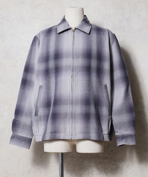 HOUSTON(ヒューストン)の「【全10色】HOUSTON ヒューストン OMBRE CHECK VIYELLA HARRINGTON JACKET / オンブレーチェック ビエラ ハリントンジャケット(ブルゾン・メンズ・パープル/ブラック/ネイビー/ブルー/ブラウン/グレー/ライトグレー/グリーン/レッド/カーキ・M/XL/L)」の16枚目の写真
