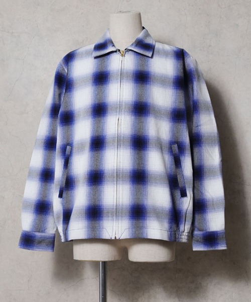 HOUSTON(ヒューストン)の「【全10色】HOUSTON ヒューストン OMBRE CHECK VIYELLA HARRINGTON JACKET / オンブレーチェック ビエラ ハリントンジャケット(ブルゾン・メンズ・パープル/ブラック/ネイビー/ブルー/ブラウン/グレー/ライトグレー/グリーン/レッド/カーキ・M/XL/L)」の22枚目の写真