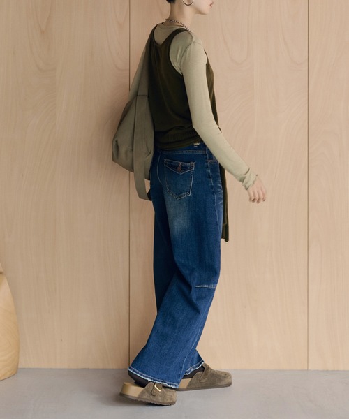 LAULEN(ローレン)の「belted asymmetric knit vest /ベルト付きアシンメトリーニットベスト(ベスト・レディース・グレー/パープル/ブラック/カーキ/アイボリー・FREE)」の19枚目の写真