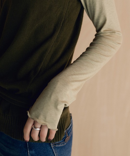 LAULEN(ローレン)の「belted asymmetric knit vest /ベルト付きアシンメトリーニットベスト(ベスト・レディース・グレー/パープル/ブラック/カーキ/アイボリー・FREE)」の12枚目の写真