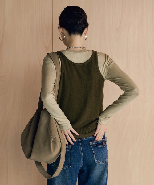 LAULEN(ローレン)の「belted asymmetric knit vest /ベルト付きアシンメトリーニットベスト(ベスト・レディース・グレー/パープル/ブラック/カーキ/アイボリー・FREE)」の16枚目の写真