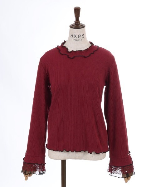 axes femme（アクシーズファム）の「ローズ付袖デザインメロープルオーバー（Tシャツ/カットソー・レディース・モカ/ブラック/キナリ/ワイン・FREE）」の8枚目の写真