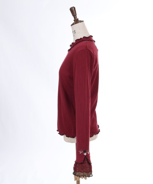axes femme（アクシーズファム）の「ローズ付袖デザインメロープルオーバー（Tシャツ/カットソー・レディース・モカ/ブラック/キナリ/ワイン・FREE）」の9枚目の写真