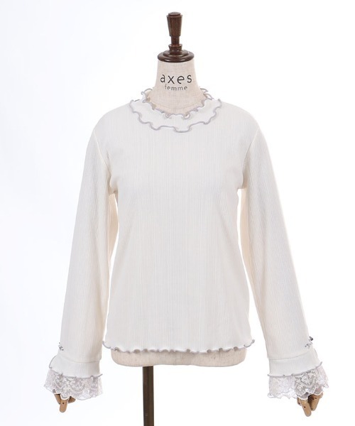 axes femme（アクシーズファム）の「ローズ付袖デザインメロープルオーバー（Tシャツ/カットソー・レディース・モカ/ブラック/キナリ/ワイン・FREE）」の13枚目の写真