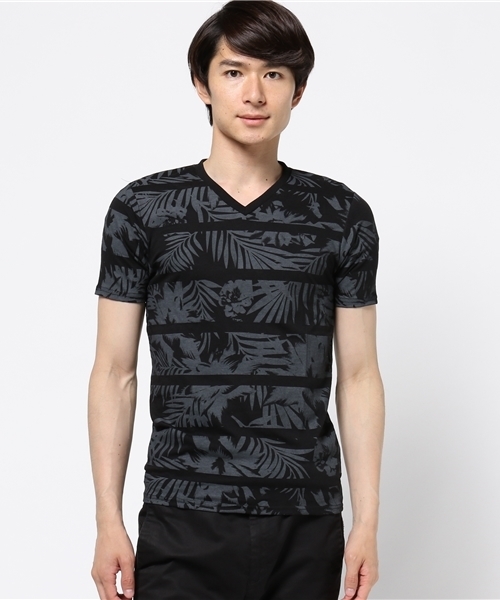 VENCEEXCHANGE（ヴァンスエクスチェンジ）の「花柄ボーダープリント半袖T（Tシャツ/カットソー・メンズ・オフホワイト/ブラック・LARGE/SMALL/MEDIUM）」の8枚目の写真