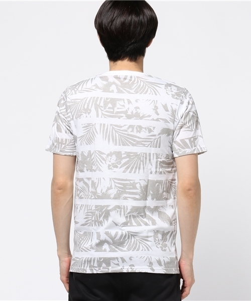 VENCEEXCHANGE（ヴァンスエクスチェンジ）の「花柄ボーダープリント半袖T（Tシャツ/カットソー・メンズ・オフホワイト/ブラック・LARGE/SMALL/MEDIUM）」の4枚目の写真