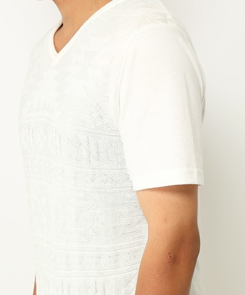 VENCEEXCHANGE(ヴァンスエクスチェンジ)の「オルテガ切替半袖Tシャツ(Tシャツ/カットソー・メンズ・オリーブ/ホワイト/ネイビー・LARGE/MEDIUM)」の5枚目の写真