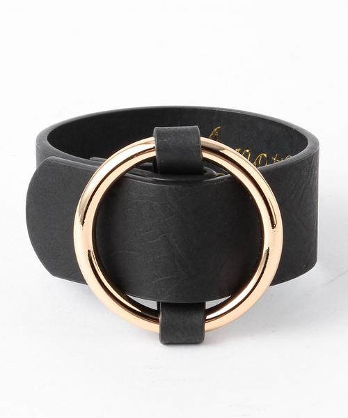 Another Edition（アナザーエディション）の「ラウンドメタルバングル/AEBC RND MTL BGL◆（ブレスレット・レディース・ベージュ/ブラック・FREE）」の2枚目の写真