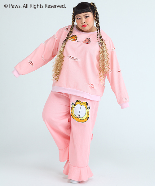 PUNYUS（プニュズ）の「ガーフィールド ぺプラムデニムパンツ（デニムパンツ・レディース・ピンク/ホワイト/インディゴブルー・1/3/2/4）」の3枚目の写真