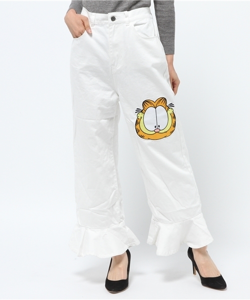 PUNYUS（プニュズ）の「ガーフィールド ぺプラムデニムパンツ（デニムパンツ・レディース・ピンク/ホワイト/インディゴブルー・1/3/2/4）」の13枚目の写真