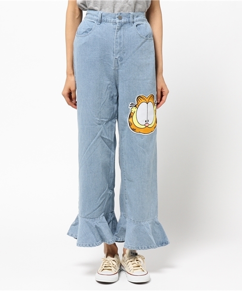 PUNYUS（プニュズ）の「ガーフィールド ぺプラムデニムパンツ（デニムパンツ・レディース・ピンク/ホワイト/インディゴブルー・1/3/2/4）」の4枚目の写真