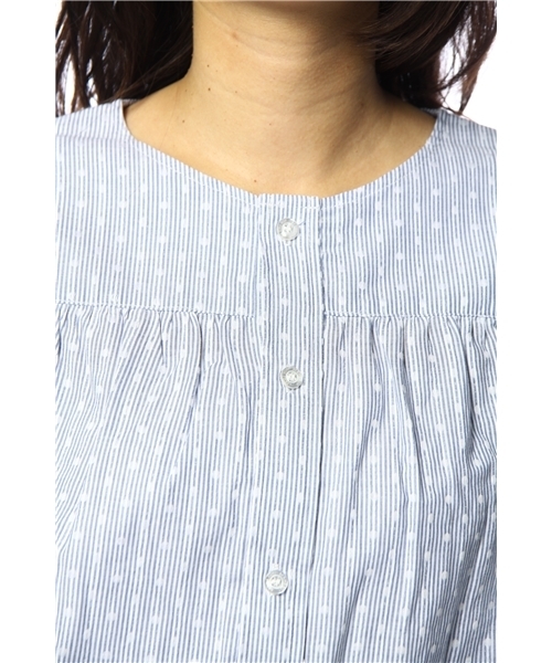 BEAMS BOY（ビームスボーイ）の「BEAMS BOY / ストライプDOT ギャザー **（シャツ/ブラウス・レディース・ブルー/ネイビー・ONE SIZE）」の5枚目の写真