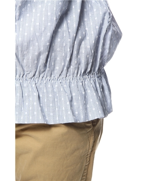 BEAMS BOY（ビームスボーイ）の「BEAMS BOY / ストライプDOT ギャザー **（シャツ/ブラウス・レディース・ブルー/ネイビー・ONE SIZE）」の7枚目の写真