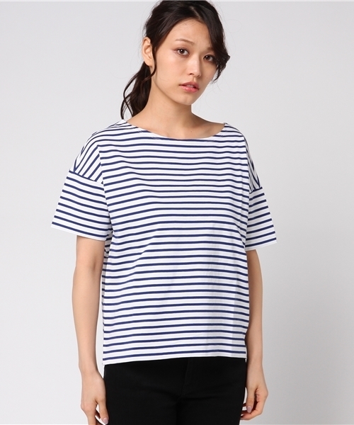 un dix cors(アンディコール)の「バスクボーダーTシャツ(Tシャツ/カットソー・レディース・ネイビー/レッド・フリ-)」の5枚目の写真