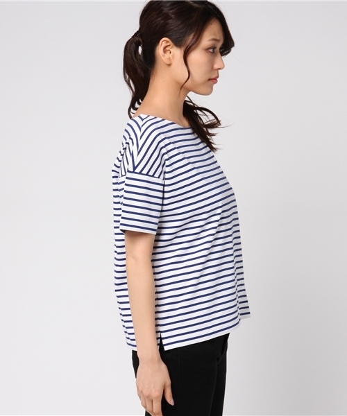 un dix cors(アンディコール)の「バスクボーダーTシャツ(Tシャツ/カットソー・レディース・ネイビー/レッド・フリ-)」の6枚目の写真