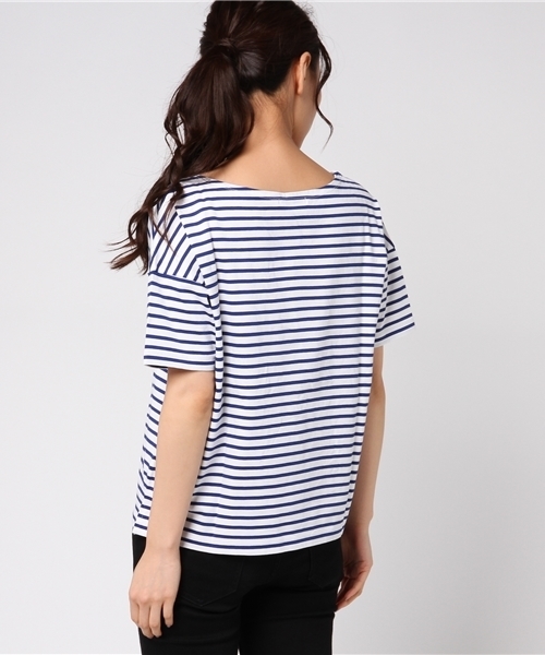 un dix cors(アンディコール)の「バスクボーダーTシャツ(Tシャツ/カットソー・レディース・ネイビー/レッド・フリ-)」の7枚目の写真