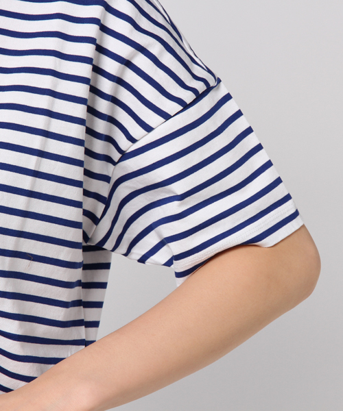 un dix cors(アンディコール)の「バスクボーダーTシャツ(Tシャツ/カットソー・レディース・ネイビー/レッド・フリ-)」の9枚目の写真