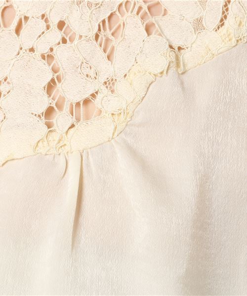 merlot plus(メルロープリュス)の「サテン×レース切替ハイネックブラウス7087(シャツ/ブラウス・レディース・グリーン/ブラック/ベージュ/アイボリー・FREE)」の19枚目の写真