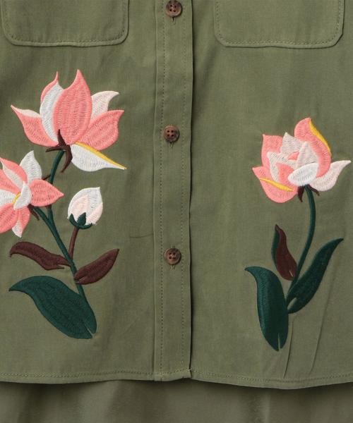 green label relaxing（グリーンレーベルリラクシング）の「フラワーシシュウ ミリタリーシャツ ロングスリーブ ◆（シャツ/ブラウス・キッズ・オリーブ・135/105/125/115）」の8枚目の写真