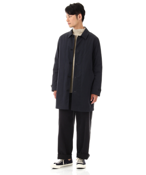 MHL.（エムエイチエル）の「PROOFED COTTON NYLON	（ステンカラーコート・メンズ・ネイビー/ベージュ・LARGE/MEDIUM/SMALL）」の12枚目の写真