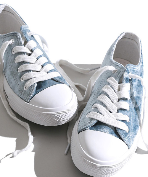 WEGO(ウィゴー)の「WEGO/ベロアローカットスニーカー(スニーカー・レディース・ピンク/ライトピンク/サックスブルー・MEDIUM/LARGE)」の9枚目の写真