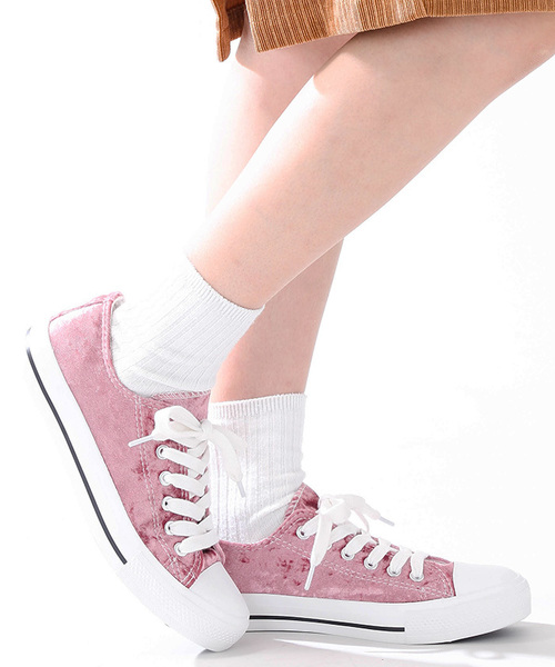 WEGO(ウィゴー)の「WEGO/ベロアローカットスニーカー(スニーカー・レディース・ピンク/ライトピンク/サックスブルー・MEDIUM/LARGE)」の15枚目の写真