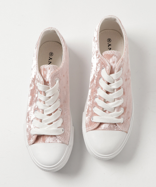 WEGO(ウィゴー)の「WEGO/ベロアローカットスニーカー(スニーカー・レディース・ピンク/ライトピンク/サックスブルー・MEDIUM/LARGE)」の11枚目の写真