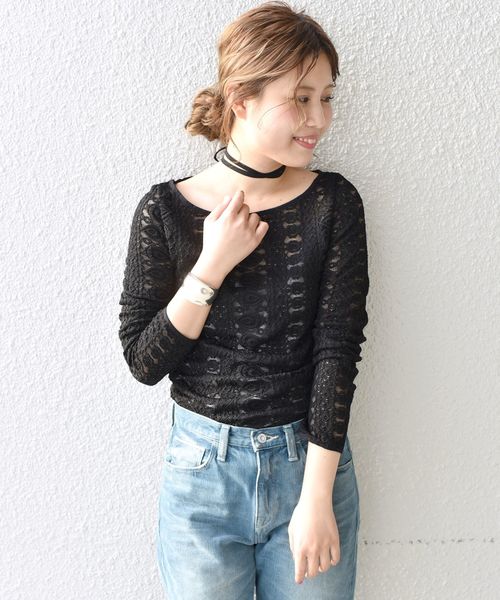 Khaju（カージュ）の「Khaju:ホルターネックレースプルオーバー（Tシャツ/カットソー・レディース・ブラック/オフホワイト・ONE SIZE）」の13枚目の写真