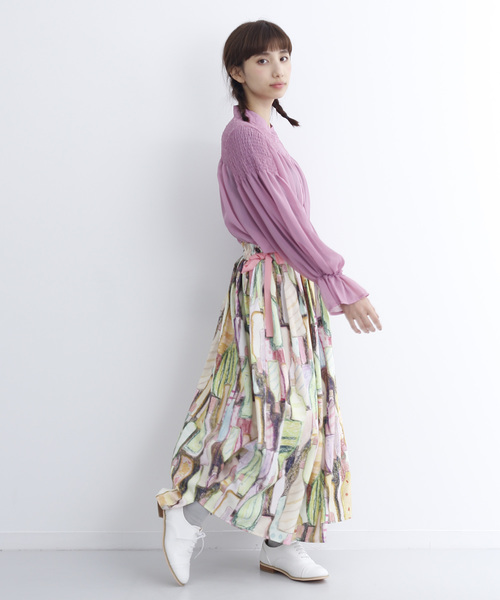 MERLOT(メルロー)の「瓶ボトル柄ウエストリボンスカート7319(スカート・レディース・マルチ・FREE)」の2枚目の写真