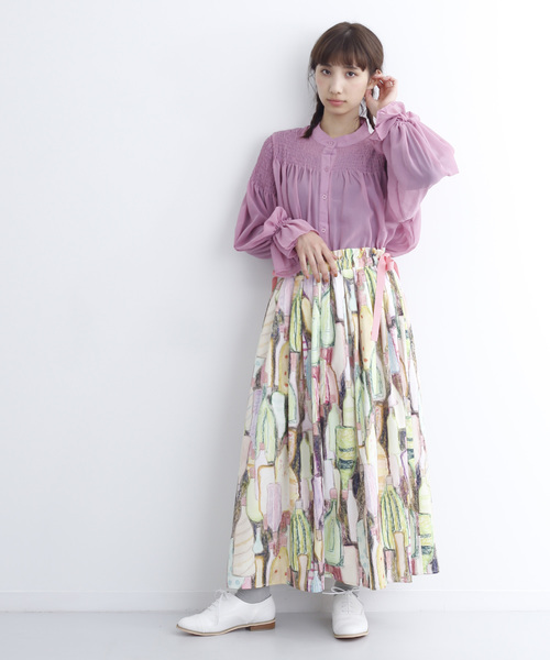 MERLOT(メルロー)の「瓶ボトル柄ウエストリボンスカート7319(スカート・レディース・マルチ・FREE)」の14枚目の写真