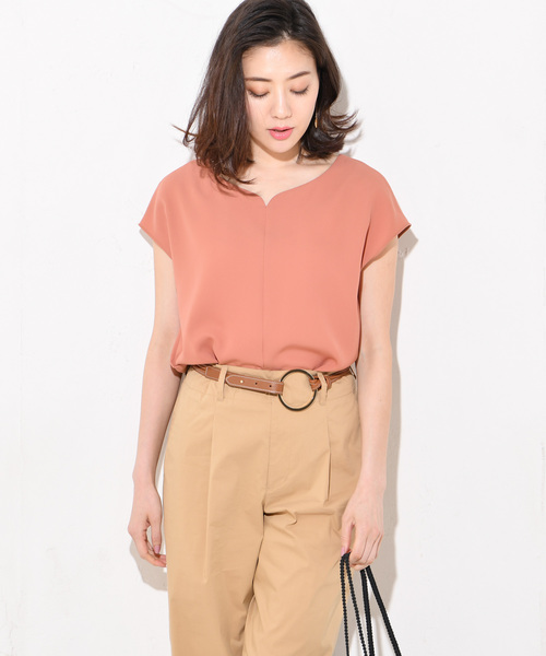 RIVE DROITE（リヴドロワ）の「ドライクロスハートネックブラウス（シャツ/ブラウス・レディース・ブラック/ベージュ/オレンジ・FREE）」の15枚目の写真