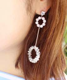 MODE ROBE（モードローブ）の「パール×クリスタル ペンデュラムピアス（ピアス（両耳用））」