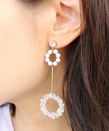 MODE ROBE（モードローブ）の「パール×クリスタル ペンデュラムピアス（ピアス（両耳用））」