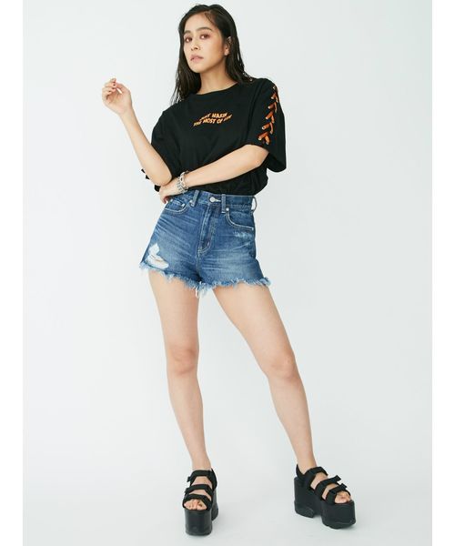 EVRIS（エヴリス）の「ショルダーレースアップBIG Tシャツ（Tシャツ/カットソー・レディース・ホワイト/ブラック/その他1・FREE）」の14枚目の写真