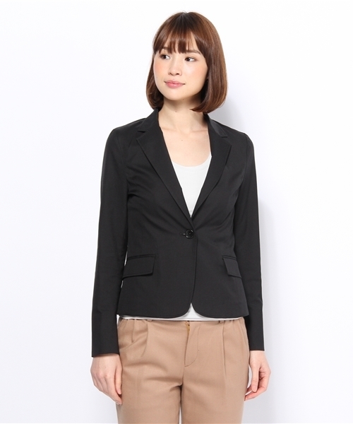 green label relaxing（グリーンレーベルリラクシング）の「GO P/C COOLMAX 1B -S/P/P ジャケット（テーラードジャケット・レディース・ブラック/ベージュ・36/38/40）」の3枚目の写真