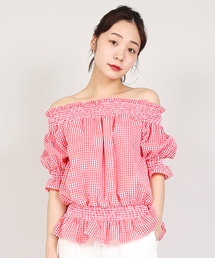 PUNYUS | ギンガムチェックオフショルダーブラウス(シャツ/ブラウス)