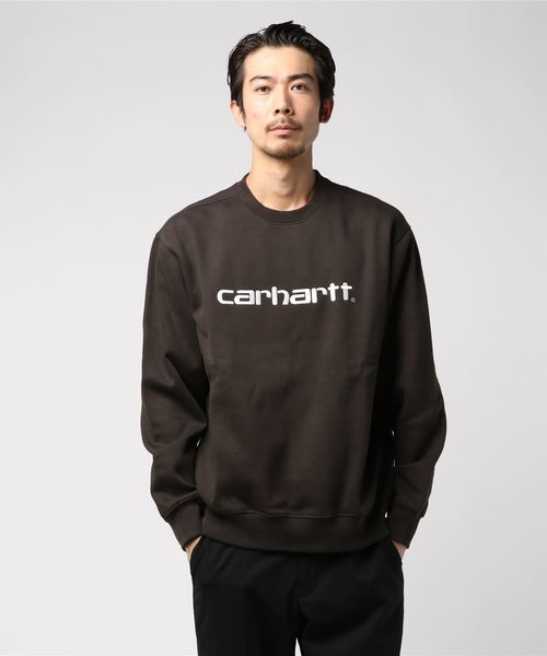 Carhartt WIP（カーハートダブリューアイピー）の「CARHARTT SWEATSHIRT（スウェット・メンズ・エメラルドブルー/ダークブラウン/ブラウン/ブラック/パープル/ヘザーグレー/ブラック×ホワイト/オレンジ/コバルトブルー・MEDIUM/SMALL/LARGE/X-LARGE）」の4枚目の写真