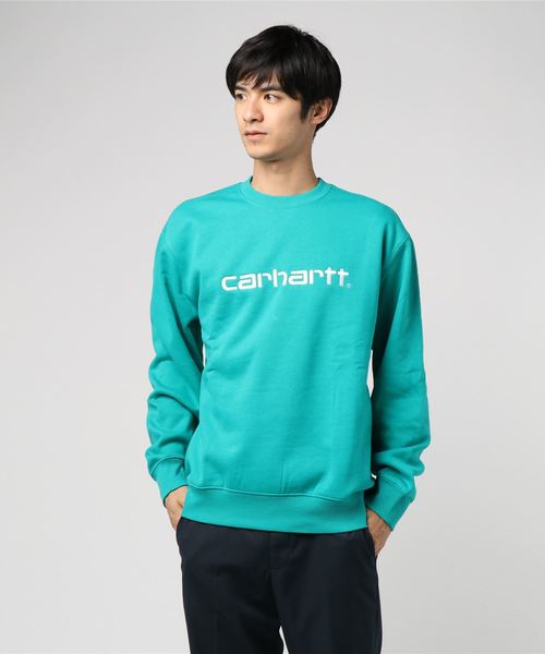 Carhartt WIP（カーハートダブリューアイピー）の「CARHARTT SWEATSHIRT（スウェット・メンズ・エメラルドブルー/ダークブラウン/ブラウン/ブラック/パープル/ヘザーグレー/ブラック×ホワイト/オレンジ/コバルトブルー・MEDIUM/SMALL/LARGE/X-LARGE）」の7枚目の写真