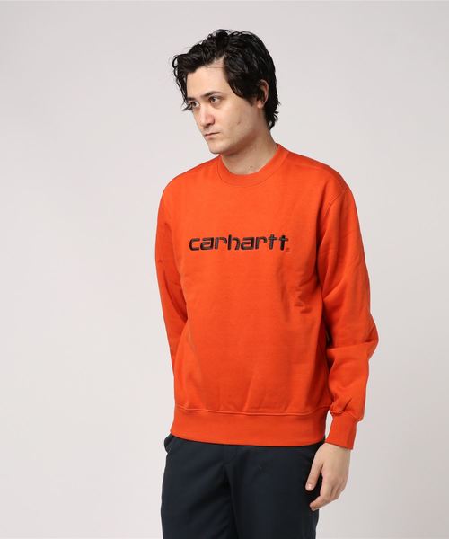 Carhartt WIP（カーハートダブリューアイピー）の「CARHARTT SWEATSHIRT（スウェット・メンズ・エメラルドブルー/ダークブラウン/ブラウン/ブラック/パープル/ヘザーグレー/ブラック×ホワイト/オレンジ/コバルトブルー・MEDIUM/SMALL/LARGE/X-LARGE）」の9枚目の写真