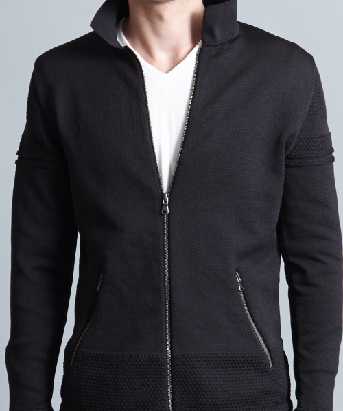 5351 POUR LES HOMMES（ゴーサンゴーイチプールオム）の「ニットライダースブルゾン（ブルゾン・メンズ・ブラック/ホワイト系その他/ライトグレー・44/46/48）」の6枚目の写真