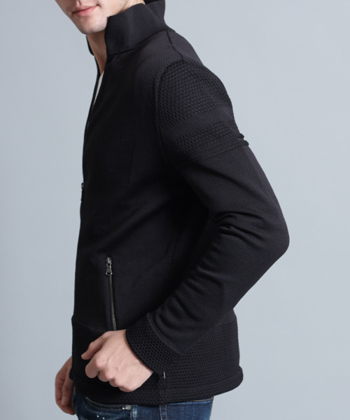 5351 POUR LES HOMMES（ゴーサンゴーイチプールオム）の「ニットライダースブルゾン（ブルゾン・メンズ・ブラック/ホワイト系その他/ライトグレー・44/46/48）」の7枚目の写真