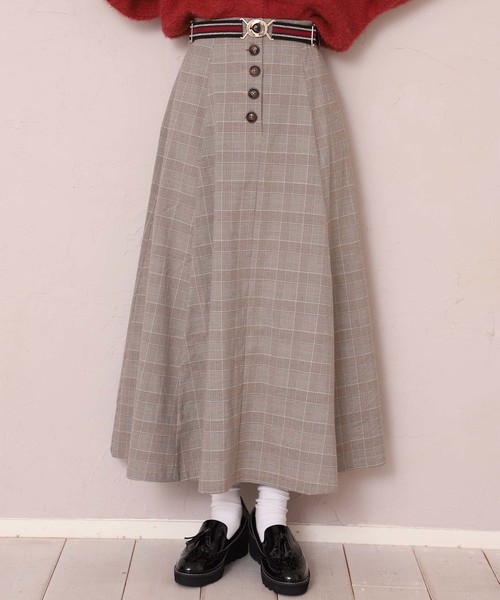one after another NICE CLAUP（ワンアフターアナザーナイスクラップ）の「ベルト付きロングスカート（スカート・レディース・アイボリー/グレー系その他/コーラルピンク/ブラウン系その他/ベージュ系その他/ブラウン/ピンク系その他・FREE）」の5枚目の写真
