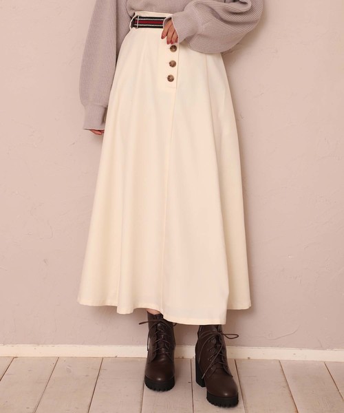 one after another NICE CLAUP（ワンアフターアナザーナイスクラップ）の「ベルト付きロングスカート（スカート・レディース・アイボリー/グレー系その他/コーラルピンク/ブラウン系その他/ベージュ系その他/ブラウン/ピンク系その他・FREE）」の2枚目の写真