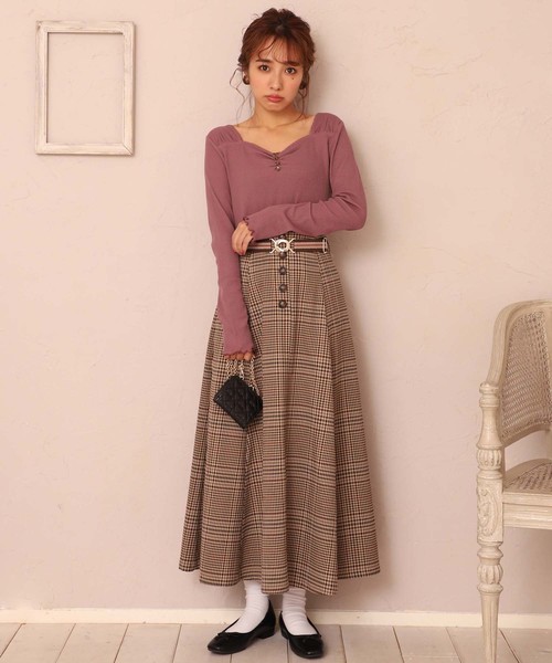 one after another NICE CLAUP（ワンアフターアナザーナイスクラップ）の「ベルト付きロングスカート（スカート・レディース・アイボリー/グレー系その他/コーラルピンク/ブラウン系その他/ベージュ系その他/ブラウン/ピンク系その他・FREE）」の15枚目の写真