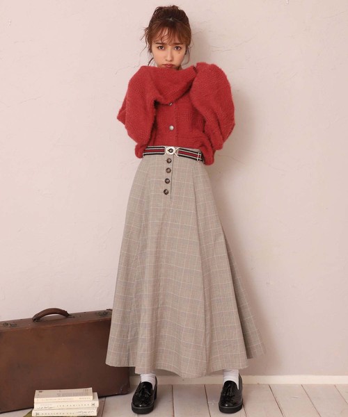 one after another NICE CLAUP（ワンアフターアナザーナイスクラップ）の「ベルト付きロングスカート（スカート・レディース・アイボリー/グレー系その他/コーラルピンク/ブラウン系その他/ベージュ系その他/ブラウン/ピンク系その他・FREE）」の18枚目の写真